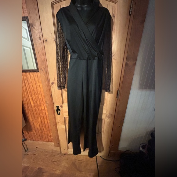 Vutti black jumpsuit with sheer long sleeves - Picture 1 of 3